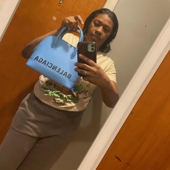 XXS Light Blue Pebbled Balenciaga Logo CrossBody bag - Picture 2 of 16